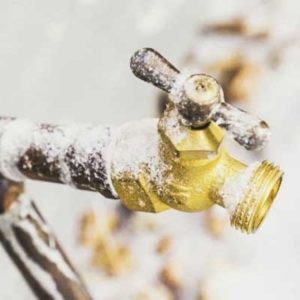 Frozen outdoor water faucet